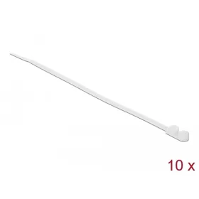   Delock Kábelkötöző szorító fűzőlyukkal Hx 200 x Sz 4,8 mm, 10 darab fehér (18945)