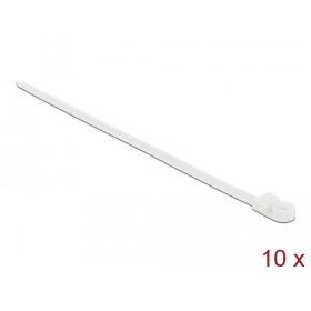   Delock Kábelkötöző szorító fűzőlyukkal Hx 300 x Sz 7,6 mm, 10 darab fehér (18947)