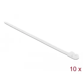   Delock Kábelkötöző szorító fűzőlyukkal Hx 400 x Sz 7,6 mm, 10 darab fehér (18948)