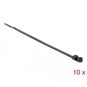   Delock Kábelkötöző szorító fűzőlyukkal Hx 160 x Sz 4,8 mm, 10 darab fekete (18949)