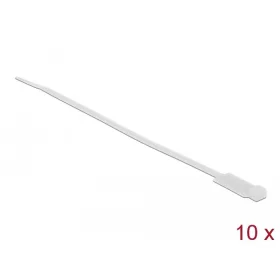   Delock Kábelkötöző címkével Hx 190 x Sz 4,8 mm, 10 darab fehér (18956)