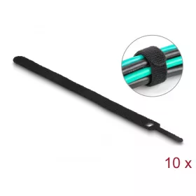   Delock Befűzős kábelkötegelő hossza 200 mm fekete 12 mm, 10 db.