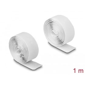   Delock Öntapadó tépőzáras szalag-szett, H 1 m és Sz 20 mm fehér (19061)