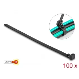   Delock újrahasználható kábelkötegelő fekete 100db (19064)