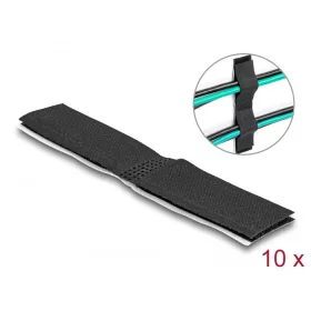   Delock Tépőzáras, öntapadós kábeltartó szett H 110 mm x Sz 20 mm, 10 db-os, fekete