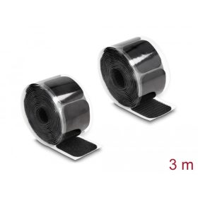   Delock Tépőzáras párna és tekercs öntapadós 45 x 50 mm nagyságú és 3 m hosszú fekete