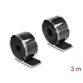   Delock Tépőzáras párna és tekercs öntapadós 45 x 50 mm nagyságú és 3 m hosszú fekete