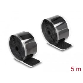   Delock Tépőzáras párna és tekercs öntapadós 45 x 50 mm nagyságú és 5 m hosszú fekete