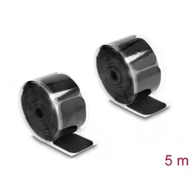   Delock Tépőzáras párna és tekercs öntapadós 45 x 50 mm nagyságú és 5 m hosszú fekete
