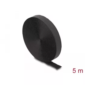   Delock öntapadós szalag feltekercselve övvel Hx 5 m, Sz 20 mm fekete színű (19112)