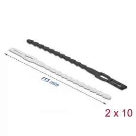   Delock Újrahasználható, villám-alakú kábel rögzítő szorító fűzőlyuk nyílással H 115 mm x Sz 4,5 mm,