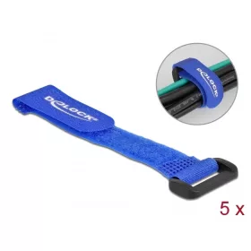   Delock Befűzős kábelkötegelő tépőzárral hossza 150 mm, szélessége 20 mm, 5 db. Kék