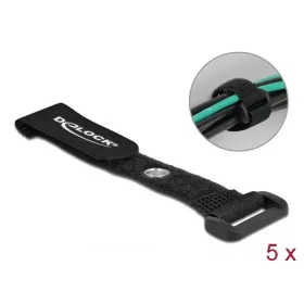   Delock Befűzős kábelkötegelő tépőzárral és szorító karikával hossza 150 mm, szélessége 20 mm, 5 db.