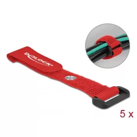   Delock Befűzős kábelkötegelő tépőzárral és szorító karikával hossza 150 mm, szélessége 20 mm, 5 db.