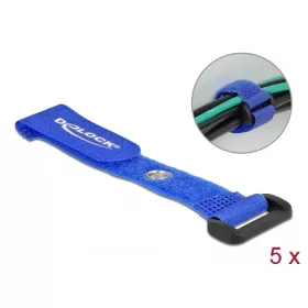   Delock befűzős tépőzáras kábelkötegelő 150x20mm 5db kék
