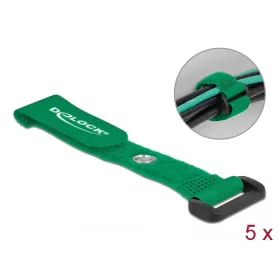   Delock Befűzős kábelkötegelő tépőzárral és szorító karikával hossza 150 mm, szélessége 20 mm, 5 db.