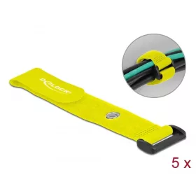   Delock Befűzős kábelkötegelő tépőzárral és szorító karikával hossza 190 mm, szélessége 25 mm, 5 db.