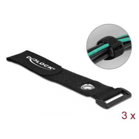   Delock Befűzős kábelkötegelő tépőzárral és szorító karikával hossza 280 mm, szélessége 38 mm, 3 db.