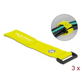   Delock Befűzős kábelkötegelő tépőzárral és szorító karikával hossza 280 mm, szélessége 38 mm, 3 db.