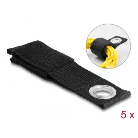   Delock Nagy teherbírású tépőzáras pánt szorító szemmel hossza 260 x szélessége 38 mm, 5 db. fekete (19560)