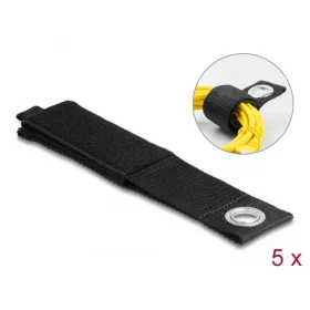   Delock Nagy teherbírású tépőzáras pánt szorító szemmel hossza 508 x szélessége 50 mm, 5 db. fekete (19573)