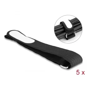   Delock Tépőzáras kábelkötegelő horoggal és feliratozható felülettel Hx 457 mm és Sz 25 mm 5 db. fekete