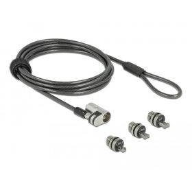   Navilock Laptop biztonsági kábel három zárfejjel Kensington, Noble Wedge és Nano csatlakozókhoz