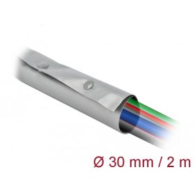   Delock Kábelkarmantyú patent szorítóval 2 m x 30 mm szürke / fekete (20727)