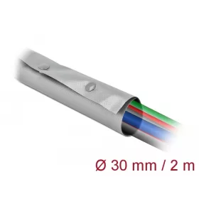   Delock Kábelkarmantyú patent szorítóval 2 m x 30 mm szürke / fekete (20727)