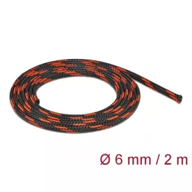  Delock Fonott kábelharisnya nyújtható 2 m x 6 mm fekete-piros