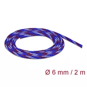   Delock Fonott kábelharisnya nyújtható 2 m x 6 mm kék-piros-fehér (20741)