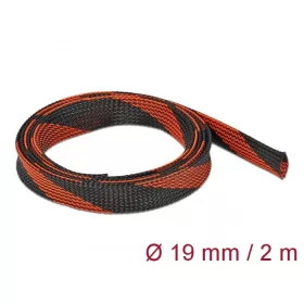   Delock Fonott kábelharisnya nyújtható 2 m x 19 mm fekete-piros (20743)