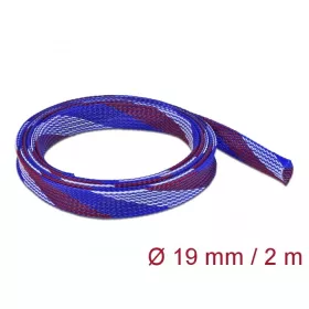   Delock Fonott kábelharisnya nyújtható 2 m x 19 mm kék-piros-fehér (20746)