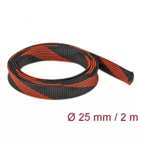   Delock Fonott kábelharisnya nyújtható 2 m x 25 mm fekete-piros (20748)