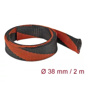   Delock Fonott kábelharisnya nyújtható 2 m x 38 mm fekete-piros (20753)