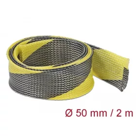   Delock Fonott kábelharisnya nyújtható 2 m x 50 mm fekete-sárga (20757)