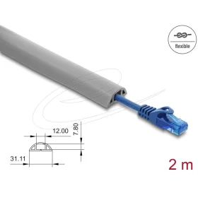   Delock Kábelcsatorna, PVC, hajlékony, 30 x 10 mm   2 m hosszú, szürke