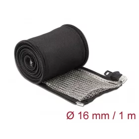   Delock Hőellenálló EMI Shielding fonott borítás zipzárral, 1 m x 16 mm méretű, fekete (20845)