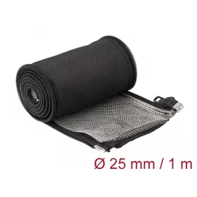  Delock Hőellenálló EMI Shielding fonott borítás zipzárral, 1 m x 25 mm méretű, fekete (20847)