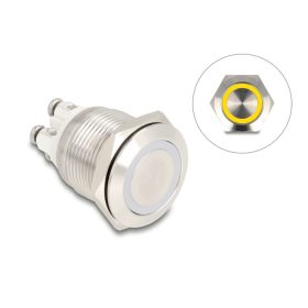   Delock Nyomógomb beszereléshez 19 mm 4 db. csavarhely LED sárga (20979)