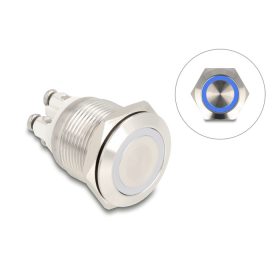   Delock Nyomógomb beszereléshez 19 mm 4 db. csavarhely LED kék (20980)