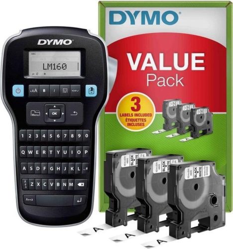 DYMO Elektromos feliratozógép, DYMO LM 160 , fekete, + 3 db D1 szalag (2142267)