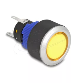   Delock Kiálló nyomógomb installációhoz 22 mm 5 db. forrasztott csatlakozó működtetővel lapos, műanyag sárga LED világítás