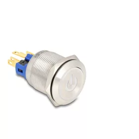   Delock nyomókapcsoló beépítéshez 22 mm 6 x forrasztási csatlakozó LED fehér teljesítmény szimbólum + gyűrű