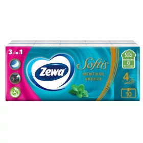   Zewa Softis papírzsebkendő 4 rétegű 10x9 db Menthol Breeze