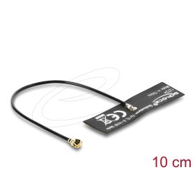   Delock WiFi 6 Antenna I-PEX Inc., MHF  I-dugó 4,5 - 5,0 dBi mindenirányban rögzíthető, csatlakozó kábellel (1.13, 10 cm), NYÁK-lap, belső öntapadós