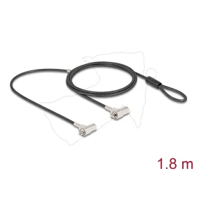   Navilock Kettős laptop biztonsági kábel kulcsos zárral Kensington csatlakozóhoz 3 x 7 mm és Noble Wedge csatlakozóval 3,2 x 4,5 mm
