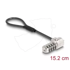   Navilock Laptop biztonsági kábel számkombinációs zárral 15,2 cm hosszú Kensington Slot-hoz 3 x 7 mm