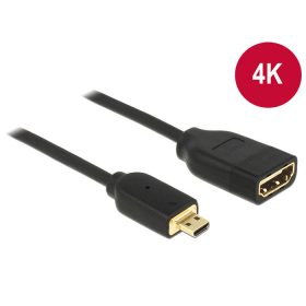   Delock HDMI Ethernettel - HDMI micro-D apa véggel / HDMI-A anya 3D 4K 20 cm kábel (65687)
