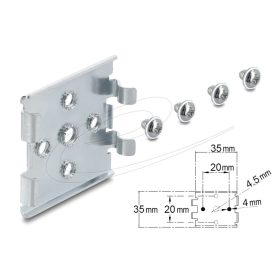   Delock DIN sínre szerelhető rögzítőfül 5 rögzítőlyukkal   vízszintes vagy függőleges szereléshez